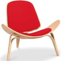 privatefloor - fauteuil design - fauteuil scandinave - revêtement en tissu - lucy rouge - chêne massif, tissu, tissu, bois - rouge