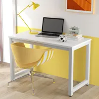 bureau droit 120 x 60 x 75 cm - style simple, bureau d'ordinateur, bureau, bureau d'étude, convient au bureau, à la chambre, au bureau - blanc