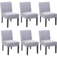 décoshop26 - lot de 6 chaises à manger en tissu gris pieds en bois design simple siège extra long - gris