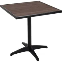 jamais utilisé] table de jardin hhg 861, table de balcon table de bistrot, aluminium aspect bois noir, marron-foncé - brown