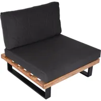 jamais utilisé] fauteuil lounge hhg 469, fauteuil de jardin, spun poly acacia bois certifié mvg aluminium marron clair, rembourrage gris foncé - grey