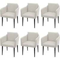 jamais utilisé] 6x chaise de salle à manger hhg 734, chaise de cuisine chaise inclinable tissu/textile crème-beige - beige