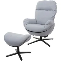 jamais utilisé] fauteuil relax + pouf hhg 420, fauteuil tv fauteuil à bascule fonction bascule, pivotant, métal tissu/textile gris clair - grey