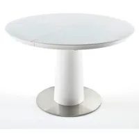 table à manger extensible ronde laqué blanc mat - 120/160 x 76 x 120 cm pegane