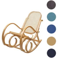 fauteuil à bascule m41, fauteuil pivotant fauteuil tv, rotin en bois massif - aspect chêne