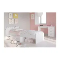 cosmos chambre enfant complete 2 pieces - lit + bureau - style essentiel - décor blanc