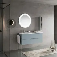 kiamami valentina - meuble salle de bain mural 120cm bleu clair, 2 tiroirs, porte-serviettes chromé new york