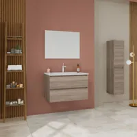 kiamami valentina - meuble de salle de bains mural de 80 cm avec deux tiroirs en chêne naturel berlin