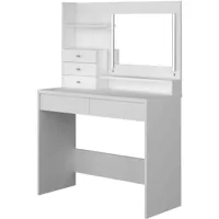coiffeuse 3 tiroirs avec miroir en bois blanc - cf9030 - blanc