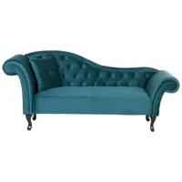 chaise longue méridienne chesterfield côté gauche en velours bleu pour salon glamour et vintage beliani bleu