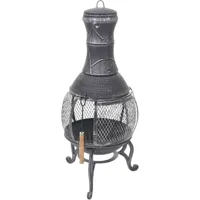 jamais utilisé] cheminée de jardin hhg 352, poêle de terasse, foyer, alliage fonte, 92x41x41cm - grey