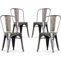 tolix style - lot de 4 chaises de salle à manger - design industriel - nouvelle édition - stylix bronze métallisé - acier - bronze métallisé
