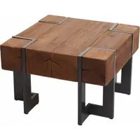 hhg - table basse 887, table de salon, bois de sapin rustique massif brun 60x60cm - brown
