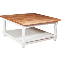 table basse à fumere style rustique en bois massif de tilleul structure blanche sur plan de finition naturel made in italy