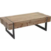 hhg - jamais utilisé] table basse de salon 898, sapin massif rustique 40x120x60cm - brown