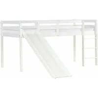 lit mezzanine pour enfant avec sommier à lattes échelle et toboggan 90x200 cm en bois blanc - blante