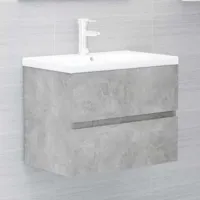 meuble sous lavabo vasque avec lavabo intégré gris béton aggloméré 14444