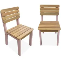 lot de 2 chaises en bois d'acacia pour enfant. salon de jardin enfant rose. intérieur / extérieur - rose