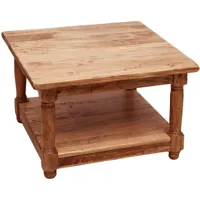 biscottini - table basse à fumere style rustique en bois massif de tilleul finition naturelle l70xpr70xh45 cm