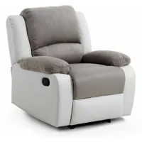 paris prix - fauteuil de relaxation microfibre polo 96cm gris & blanc
