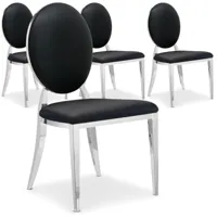 cotecosy - lot de 4 chaises médaillon sofia noir - noir