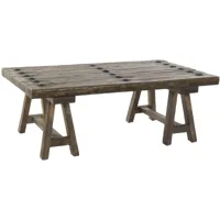 pegane - table basse en bois d'orme coloris marron - longueur 110 x profondeur 70 x hauteur 40 cm