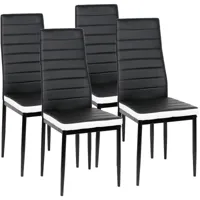 lot de 4 chaises de cuisine romane noires bandeau blanc, chaises de salle à manger mobilier de salon design - sifree