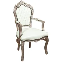 fauteuil lit fauteuil rembourré fauteuil tapissé avec accoudoirs en bois chaise de chambre 60x60x107 cm style français louis xvi - blanc