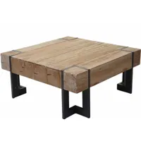jamais utilisé] table basse de salon hhg 887, sapin massif rustique 40x90x90cm - brown