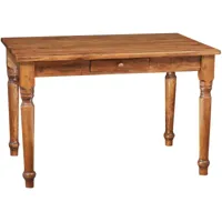 biscottini - table à rallonge en bois massif de tilleul, finition noyer l120xpr80xh80 cm