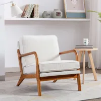 fauteuil en cuir pu, cadre en bois, chaise longue d'appoint moderne pour le salon, 65x80x76cm beige