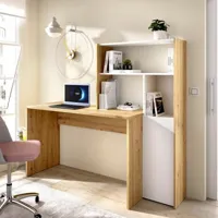 bureau en liège avec 1 porte et étagères nordique - blanc 110,6 x 138,5 x 81,8 cm - nordique - blanc
