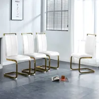 lot de 4 chaises de salle à manger - chaise simple et élégante structure en métal chromé doré dossier en similicuir pu - 42x54x100cm blanc