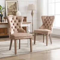 fortuna lai - lot de 2 chaise de salle à manger - chaise de cuisine chaise de salon avec heurtoir unique à l'arrière chaise rembourrée pieds en bois