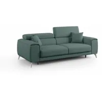 fusion canapé avec assises coulissantes en tissu doux antitache t05 215 cm vert
