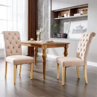 lot de 2 chaises de salle à manger remboursé en velours designe bouton avec heurtoir chromé pieds en chêne pour cuisine chambre à coucher - brun