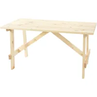 hhg - jamais utilisé] table de jardin oslo, table en bois, qualité de brasserie, 148x70 cm bois massif nature - brown
