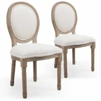 paris prix - lot de 2 chaises médaillon design versailles 96cm crème