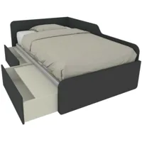 1264c - canapé-lit de forme simple 120x190 avec tiroirs amovibles et indépendants - basalto - basalto