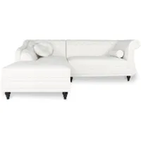 intensedeco - canapé d'angle gauche empire blanc style chesterfield - blanc