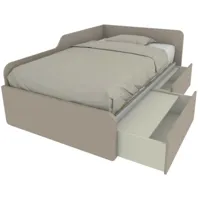 1264c - canapé-lit de forme simple 120x190 avec tiroirs amovibles et indépendants - effet tissu - effet tissu