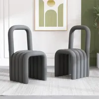 lot de 2 chaises de salle à manger, moderne et sobre, avec design, chaise de salon et de chambre, chaise de maquillage, avec dossier, gris