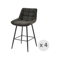 grant - fauteuil de bar en tissu gris souris et métal noir (x4) - gris