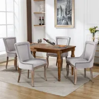 lot de 4 chaises de salle à manger de luxe - haise rembourrée avec garniture en tête de clou, pieds en bois massif, revêtement en velours - gris