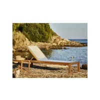 bocarnea - transat bain de soleil en bois d'acacia et textilene gris levata