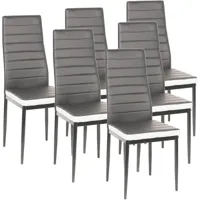 wyctin - hofuton lot de 6 chaises grises bandeau blanc pour salle à manger