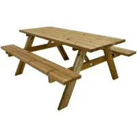 julie table de pique-nique en bois marron pour max 6 personnes set de jardin pour adultes au design classique 177 x 154 cm - marron - axi