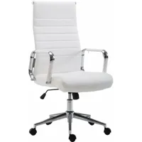 fauteuil de bureau en synthétique blanc avec assise rembourrée pivotant - blante