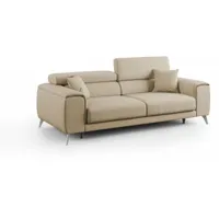 divani.store - fusion canapé avec assises coulissantes en tissu doux antitache t05 215 cm beige