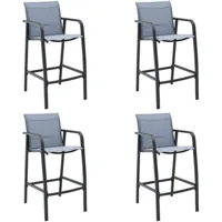 lot de 4 tabourets de bar de jardin tabourets hauts - chaises fauteuil de bar gris txtilène vidaxl